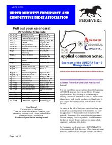 Preview of May 2014 UMECRA Newsletter
